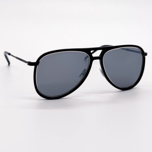 NEW SAINT LAURENT CLASSIC 11 RIM 002 AVIATOR UNISEX BLACK SUNGLASSES